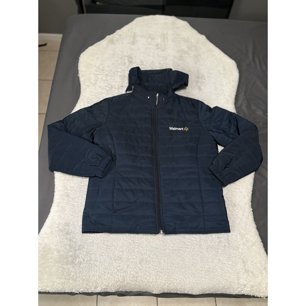 Preslow Walmart Quilted Puffer Jacket Navy Blue Work Uniform Outerwear Medium